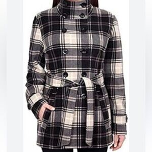 NWT Ike Behar Womens Double Breasted Fleece Belted Jacket Size M